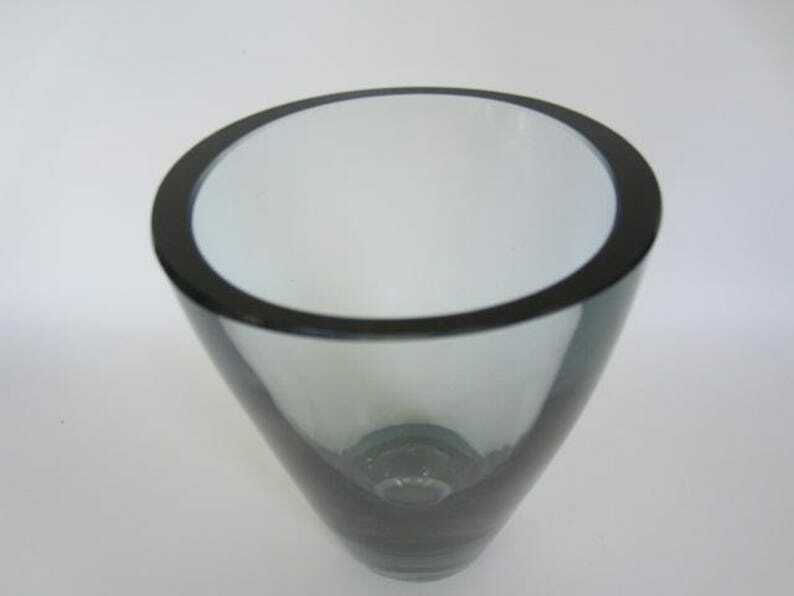 Tall Scandinavian Mid Century Holmgaard Vase Per Lütken Handmade Clear Blue photo buy