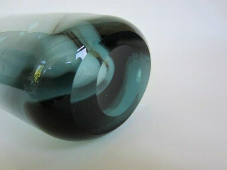 photo furniture Tall Scandinavian Mid Century Holmgaard Vase Per Lütken Handmade Clear Blue