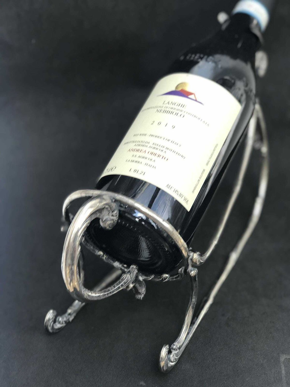 Wine Holder Cradle Bottle Stand Wiskemann Orfèvrerie Belgium. Wine Cradle, Wine Holder Stand Bar Accessories Gift For Him Bar Tools photo 179.0
