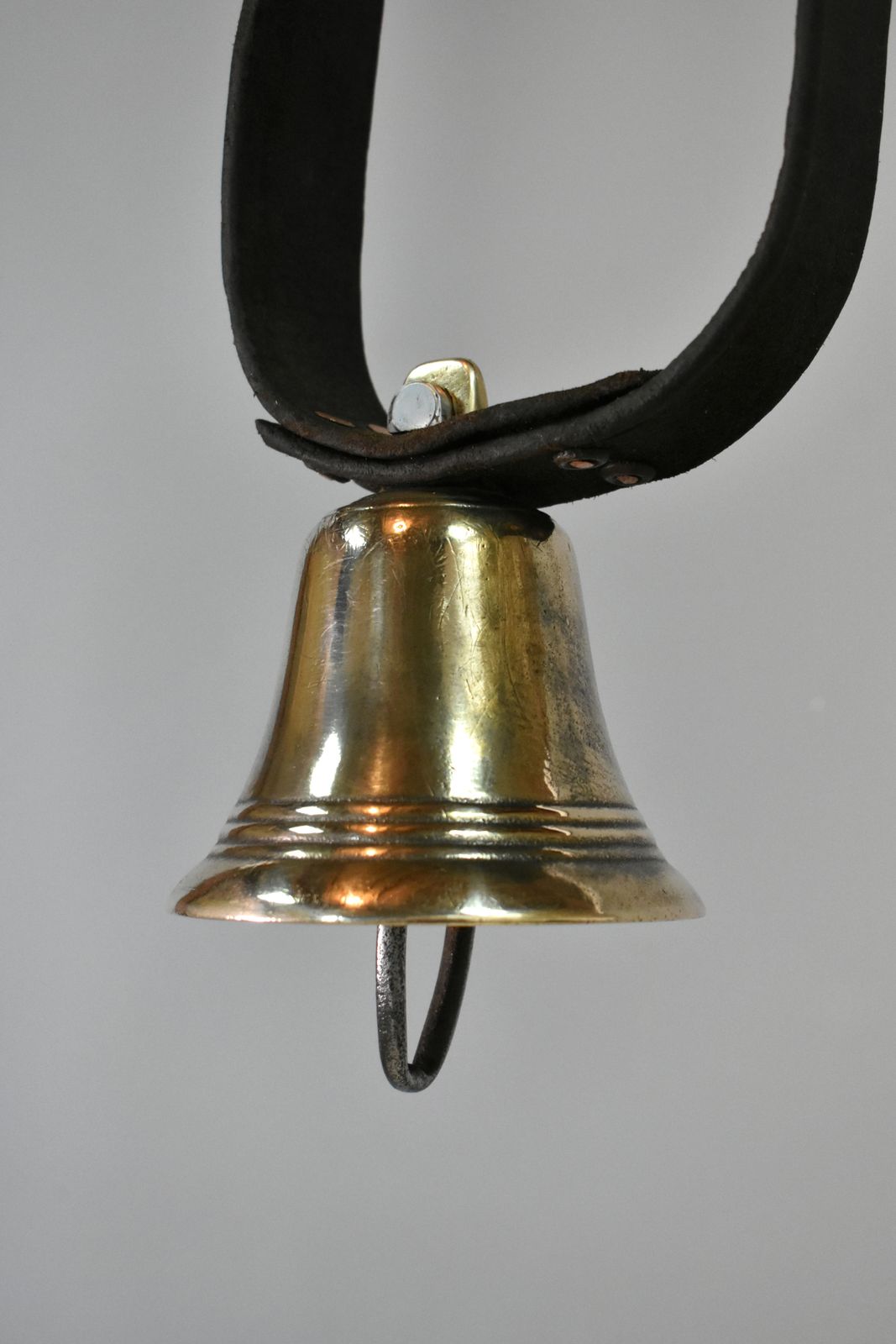 Antique Pyrenees Mountain Cow Bell In Brass photo for sale