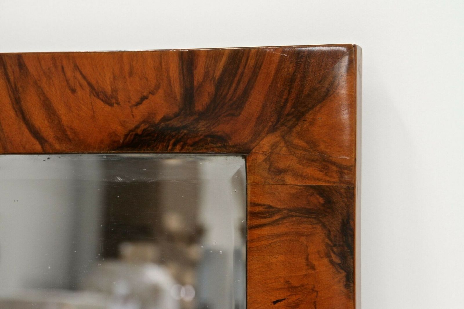 19th Century Biedermeier Walnut Mirror  Original Facet Cut , At Ca. 1825 photo Home Decor