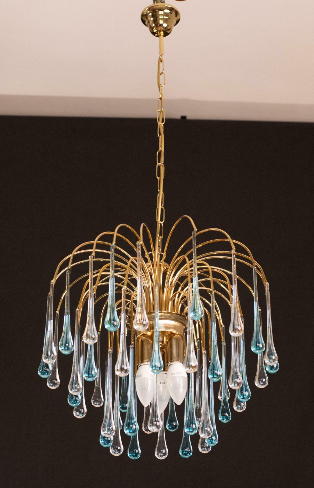 Set Of 2 Lady Victoria Chandelier With Blu And Transparent Pendants Murano Glass photo furniture