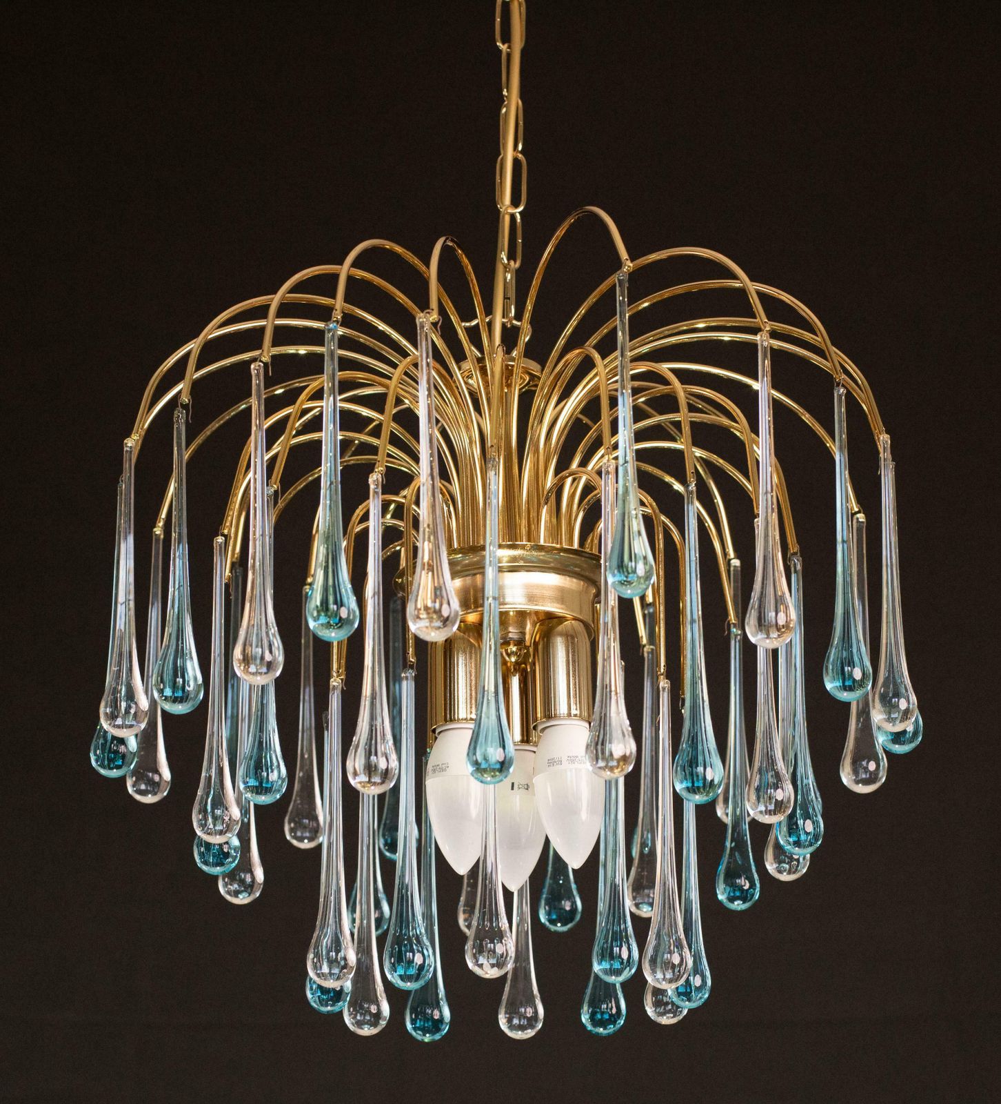 Lighting Set Of 2 Lady Victoria Chandelier With Blu And Transparent Pendants Murano Glass photo