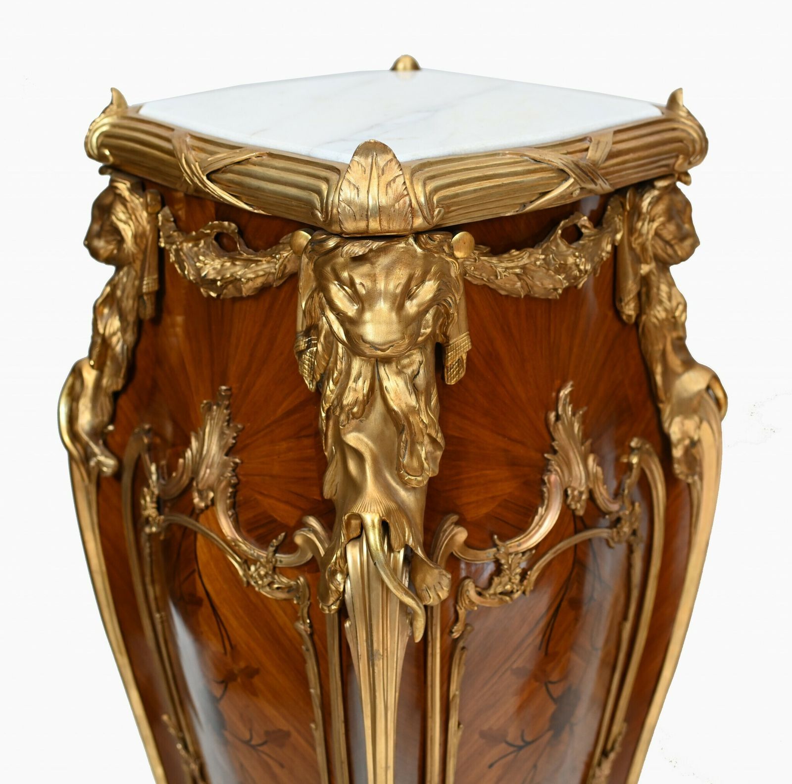 Linke Style Pedestal Stands French Empire Tall Tables Inlay Gilt photo buy
