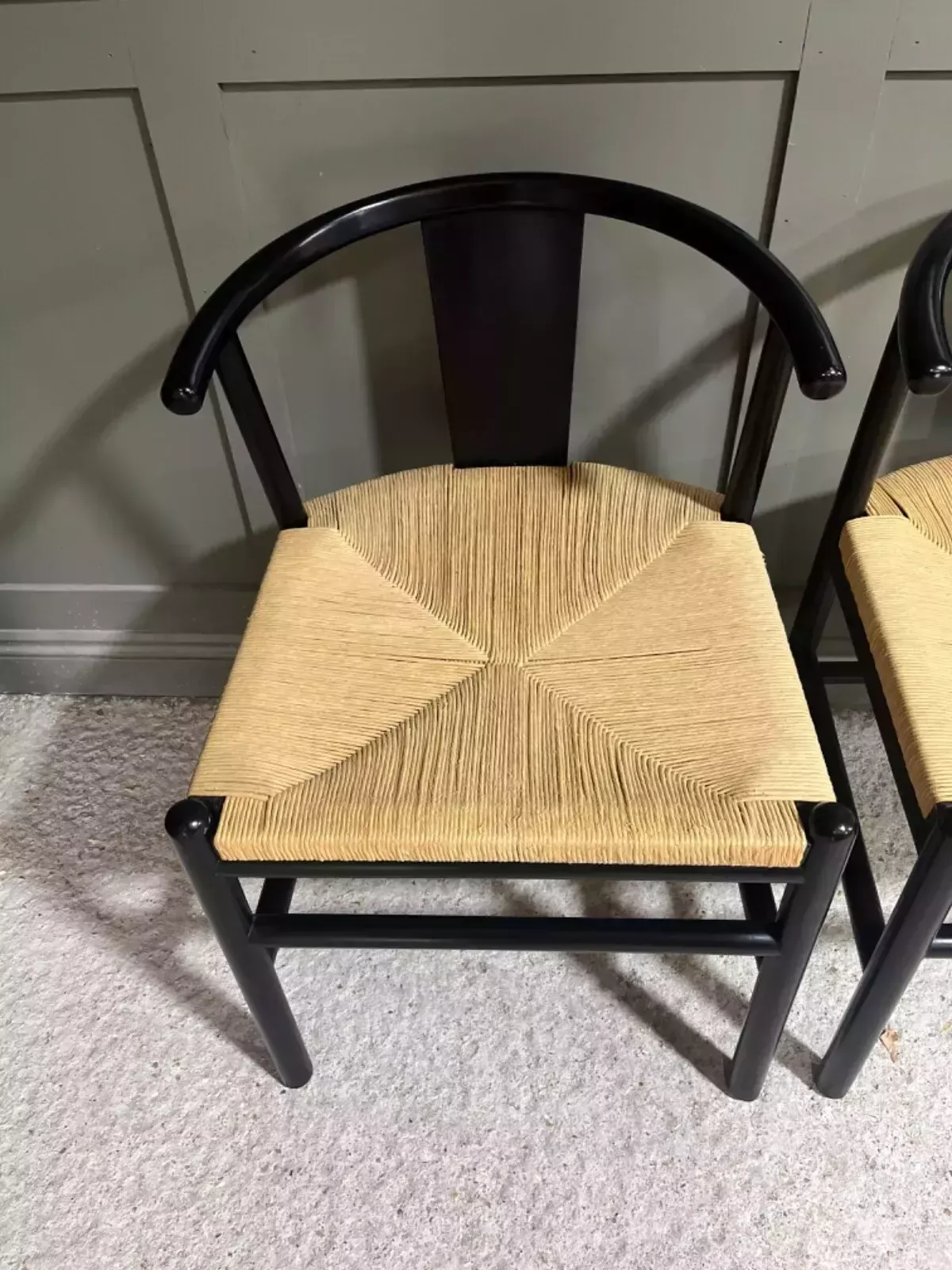 photo furniture Danish Style Chair /Desk Chair Black W Paper Rope Seats Kristi Am Pm Chairs