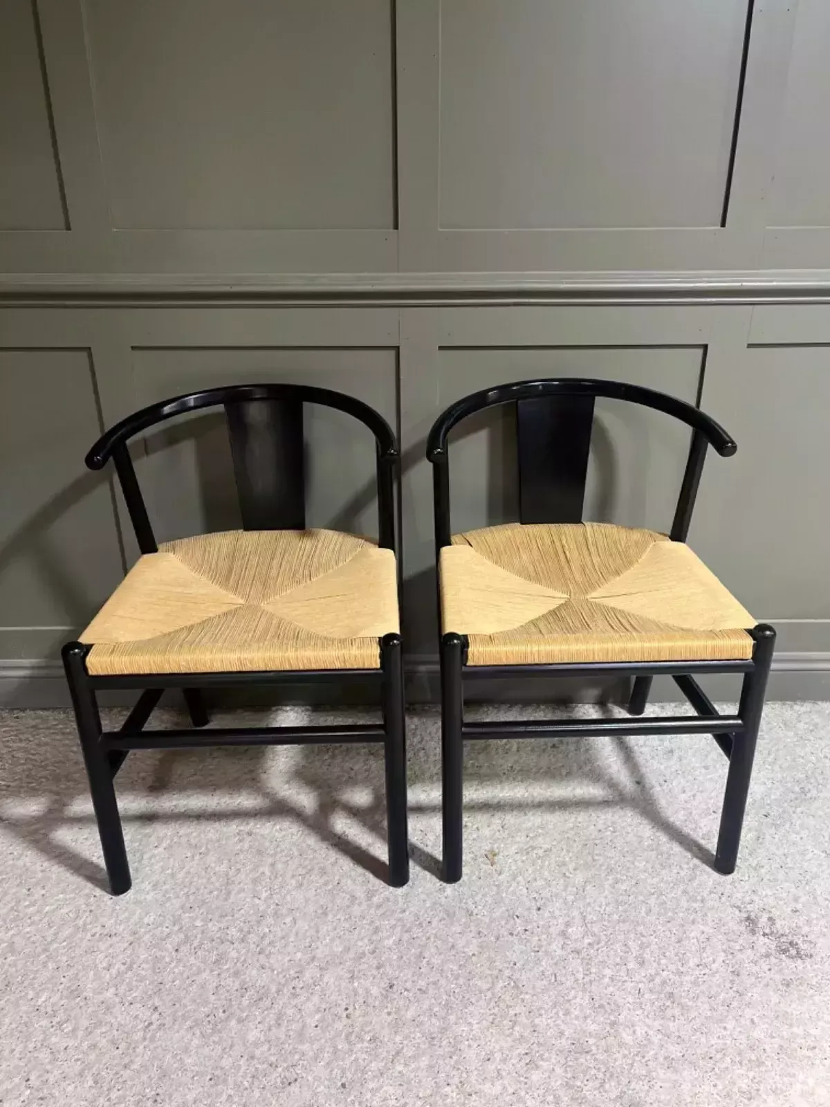 photo for sale Danish Style Chair /Desk Chair Black W Paper Rope Seats Kristi Am Pm Chairs
