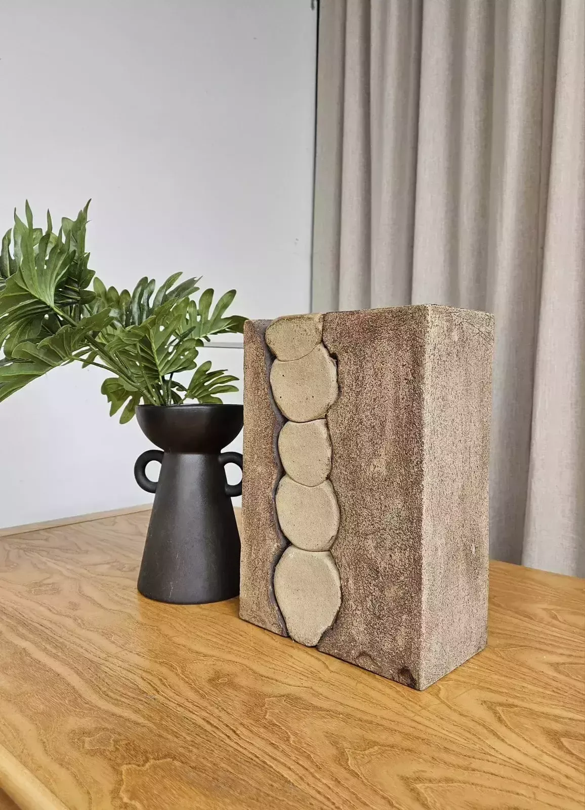 Vtg Mid Century Brutalist Abstract Studio Pottery Sculpture Scandi Retro R544 photo furniture
