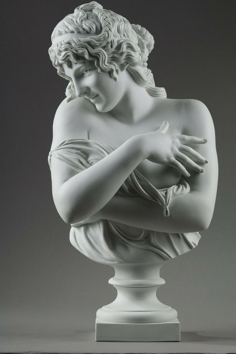 Bust In Biscuit After Jean Antoine Houdon (1741 1828): Modesty
