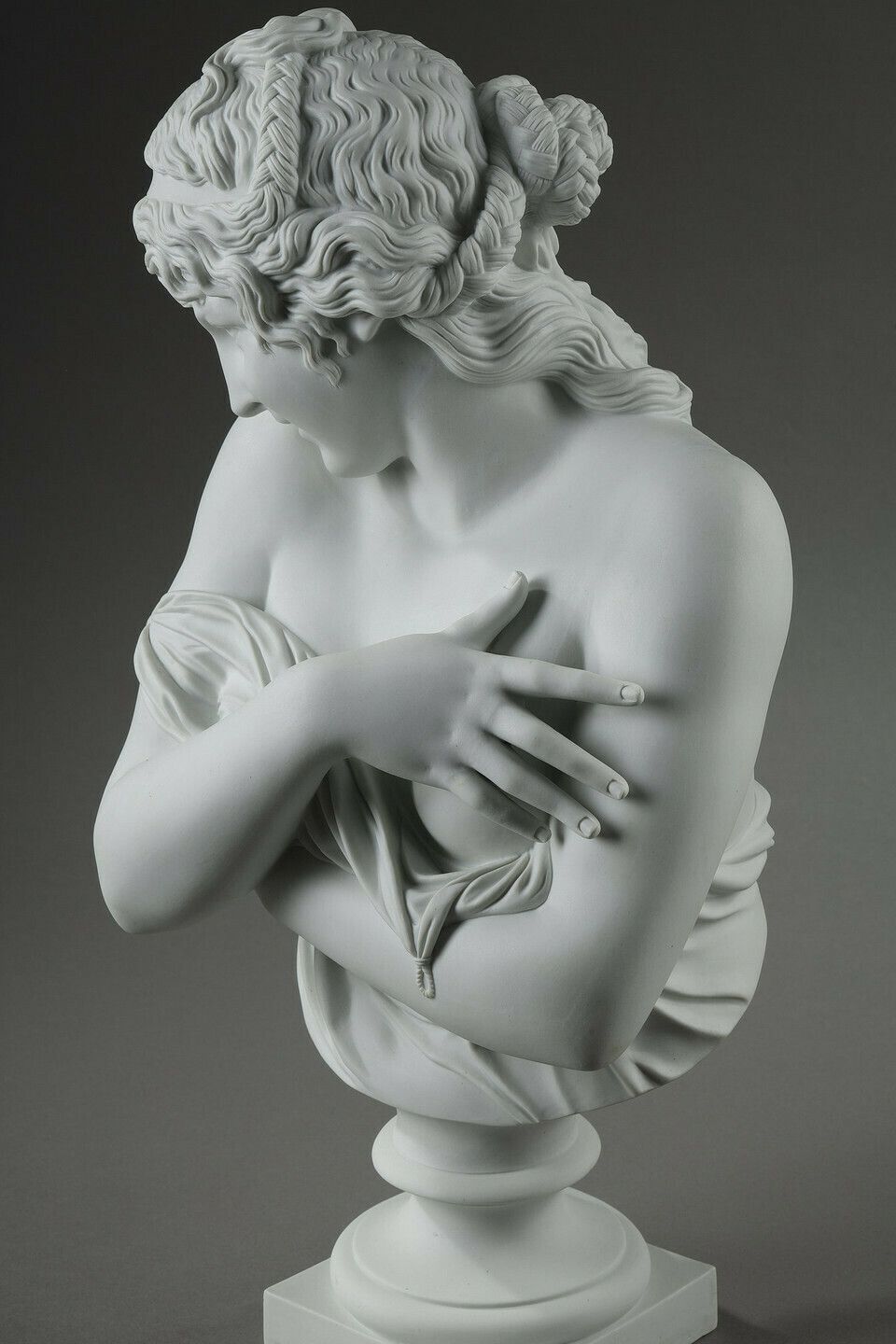 Bust In Biscuit After Jean Antoine Houdon (1741 1828): Modesty photo Art