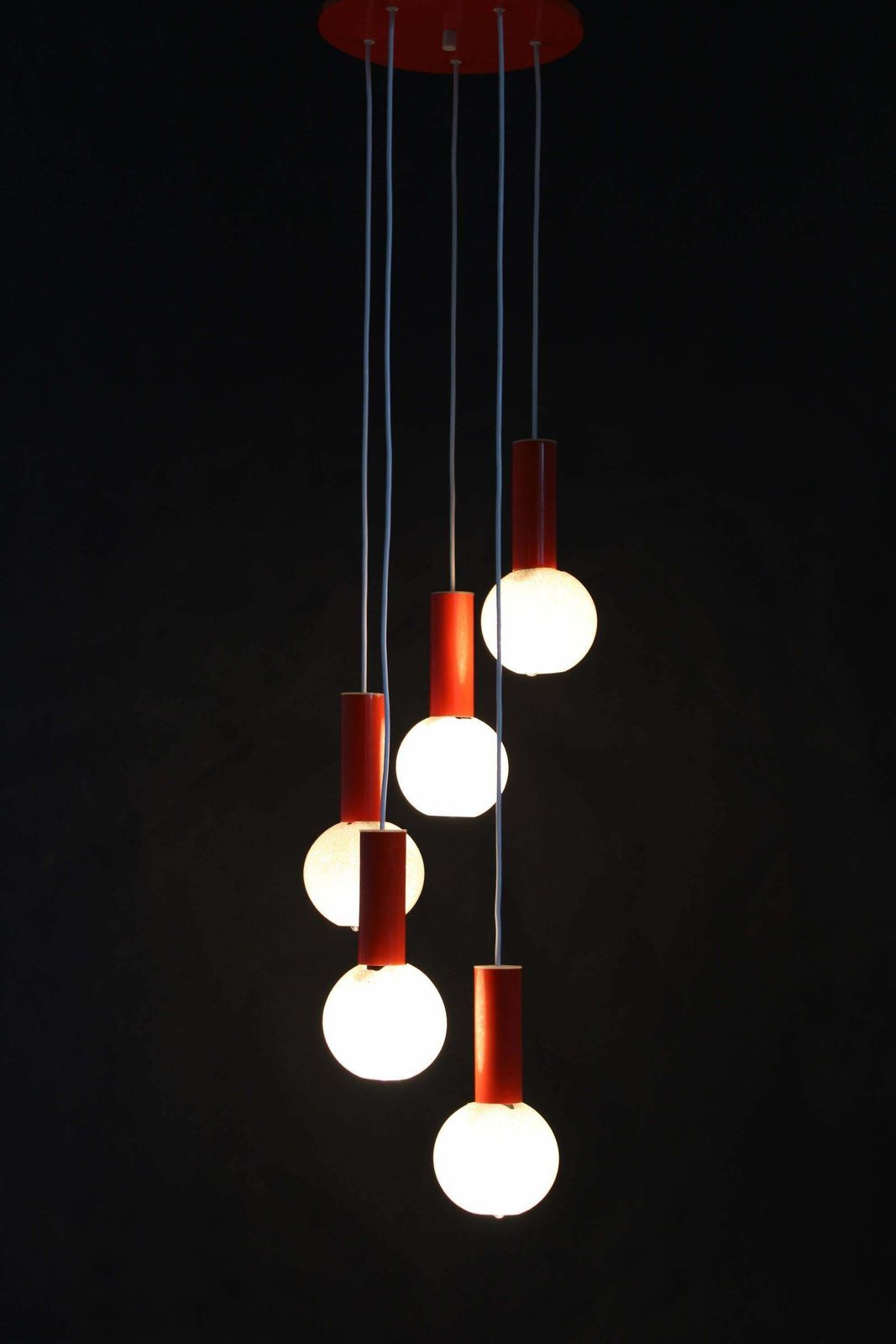 photo furniture 1970s Cascade Chandelier With Plastic Shades By Pokrok Zilina, Czechoslovakia