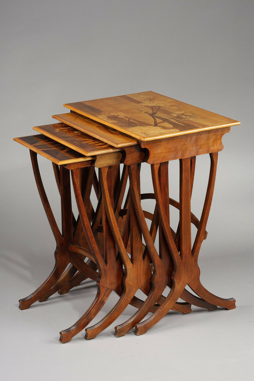 Set Of 4 Tables Gigognes Signed Gallé photo furniture