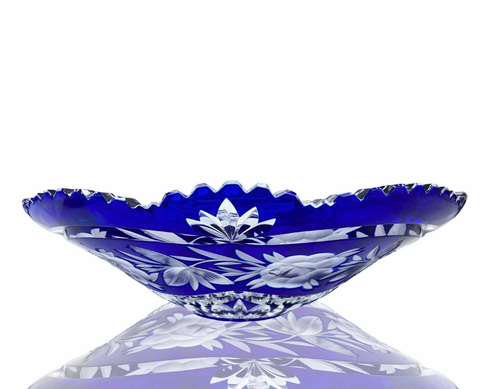 Crystal Fruit Bowl | Cobalt Blue And Roses Decor | 1pcs photo Home Decor
