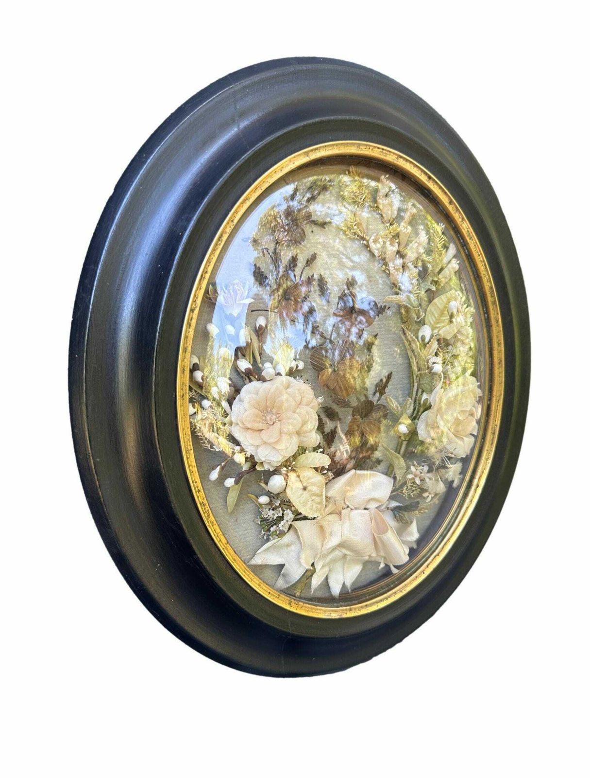 French Antique Napoleon 3 Wedding Frame, 1880, Flowers, Wedding Gift, Religious photo furniture