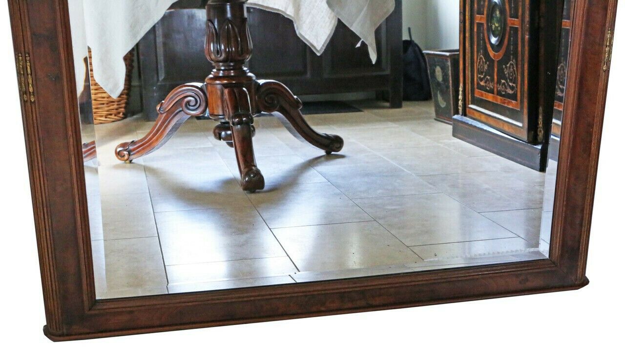 Antique Very Large Early 20th Century Mahogany & Walnut Floor Wall Mirror – High Quality Ornate Design photo for sale