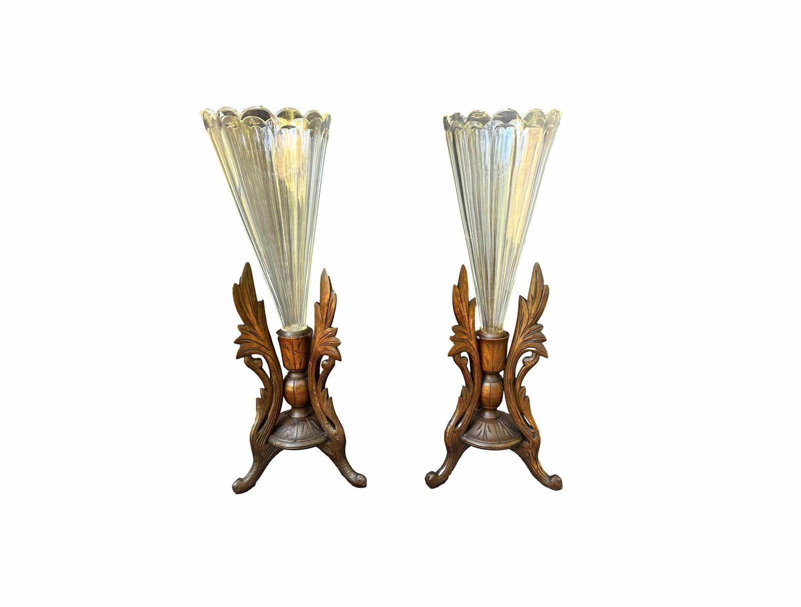 French Antique Pair Of Black Forest Crystal Vases 19th, French Decoration