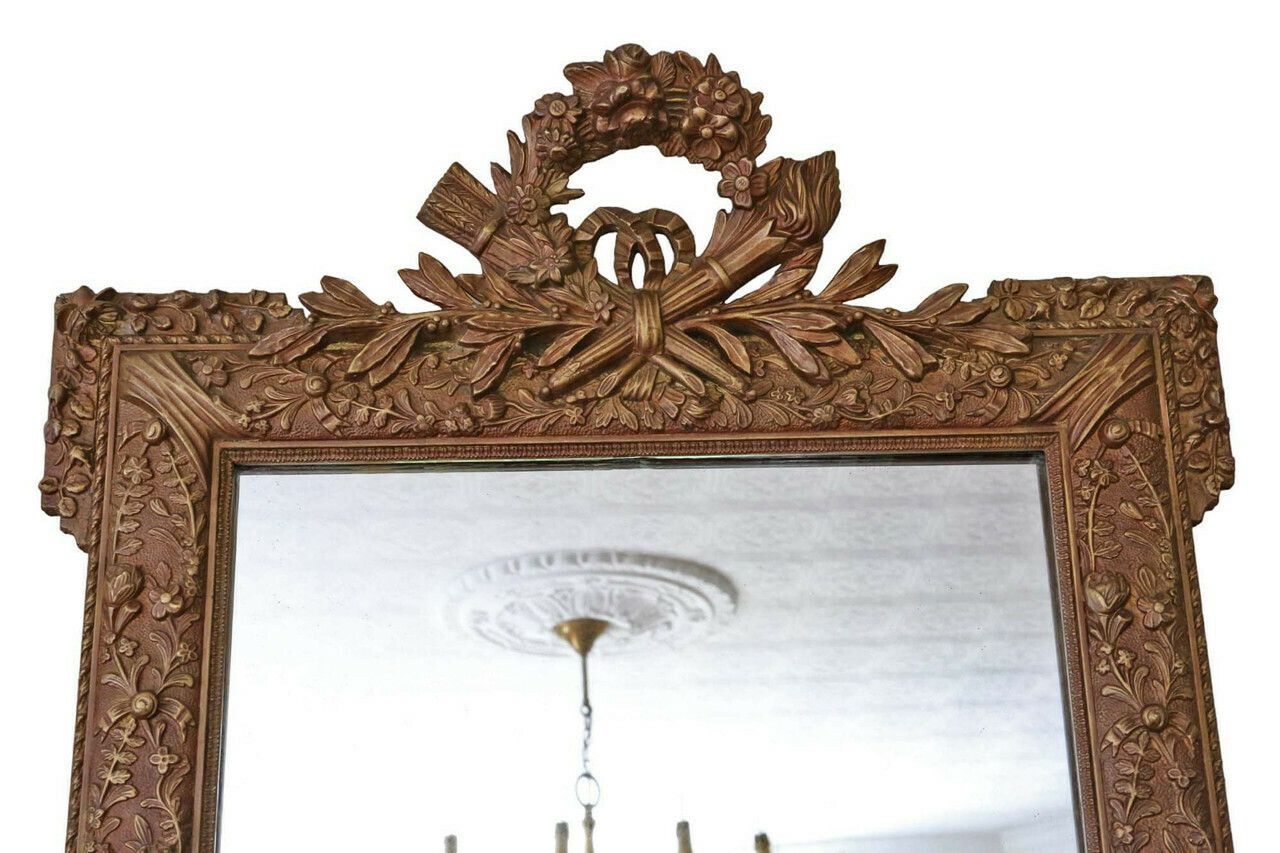 Antique Large C1900 Gilt Overmantle Wall Mirror Quality Ornate Design photo furniture