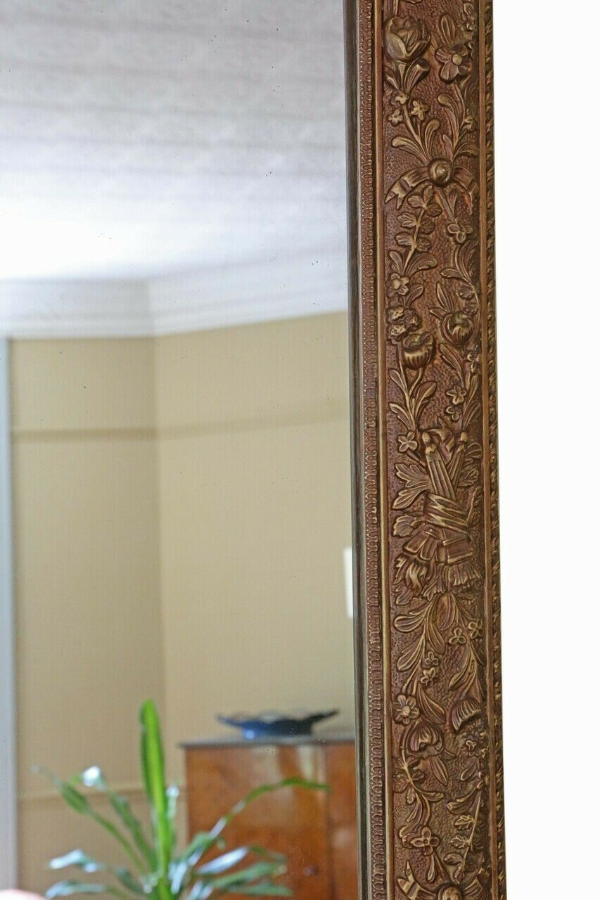 Antique Large C1900 Gilt Overmantle Wall Mirror Quality Ornate Design photo 2495.0