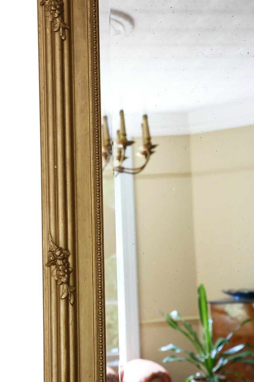 Antique Large C1900 Gilt Overmantle Wall Mirror High Quality Ornate Design photo Home Decor