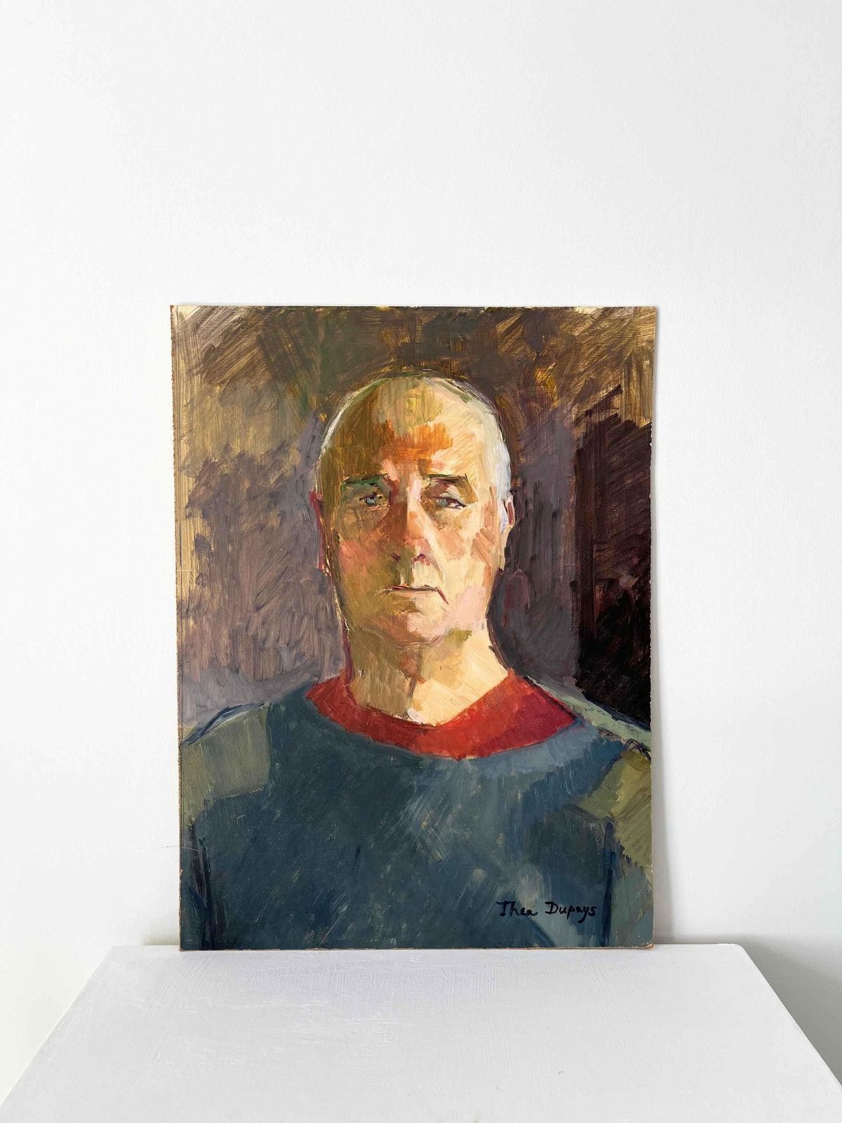 Vintage Oil Painting Portrait Of A Gardener 20th Century Original Artwork photo for sale
