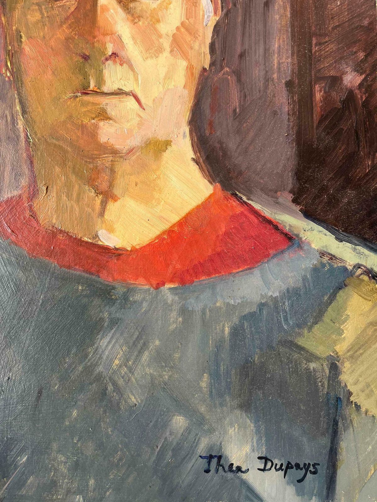 Vintage Oil Painting Portrait Of A Gardener 20th Century Original Artwork photo Art