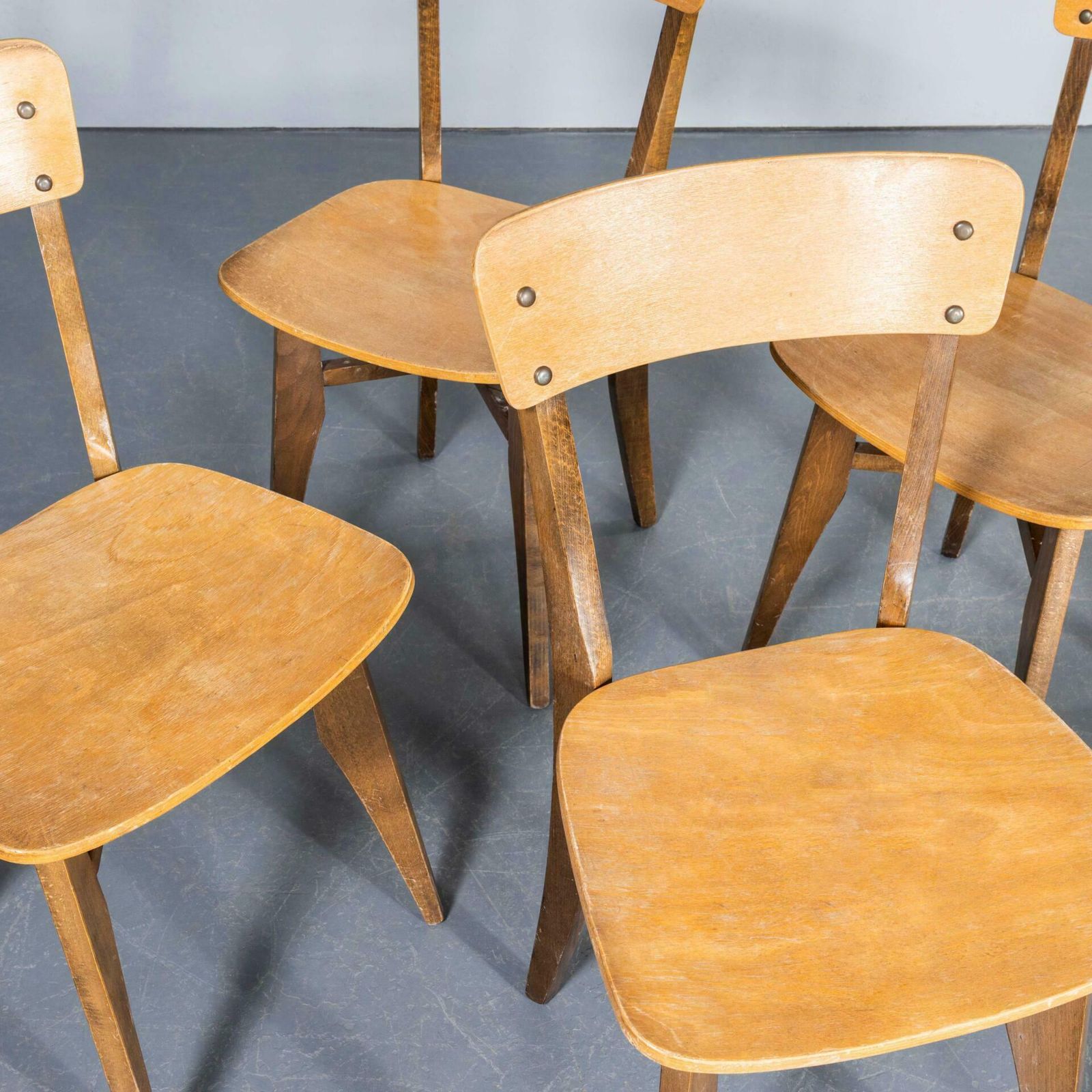 1950’s Original French Two Tone Chapel Dining Chairs – Large Quantity Available photo 174.0