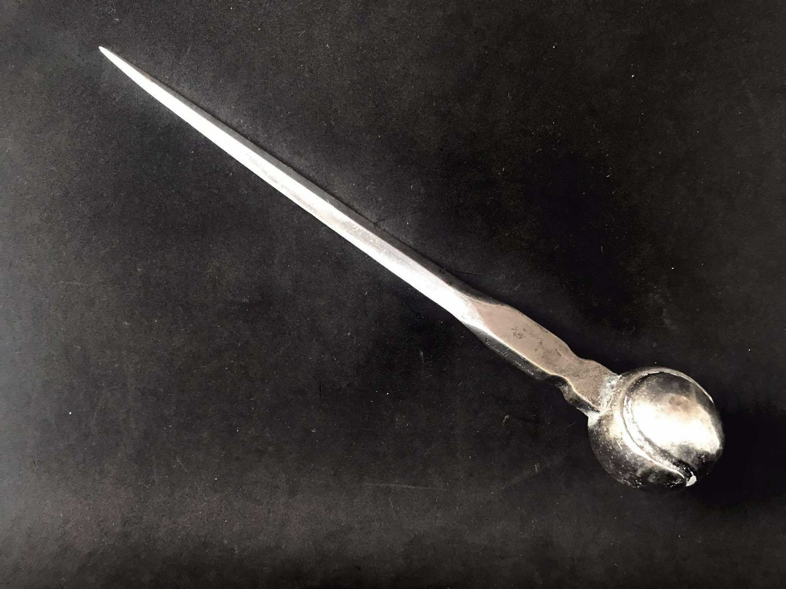 Letter Opener Silver Plated Tennis Ball Letter Knife Valenti Spain Plated Letter Opener, Metal Office Desk Knife, Gift Idea Silver Plate photo for sale