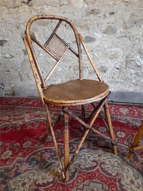 Two Victorian Bamboo Chairs, 1800s photo vintage