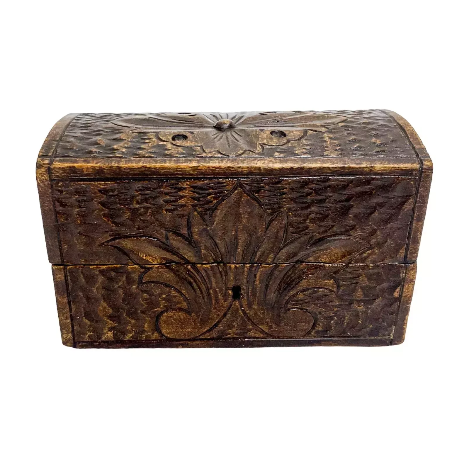 Antique 1890's German Gothic Revival Black Forest Domed Casket Jewellery Box photo for sale