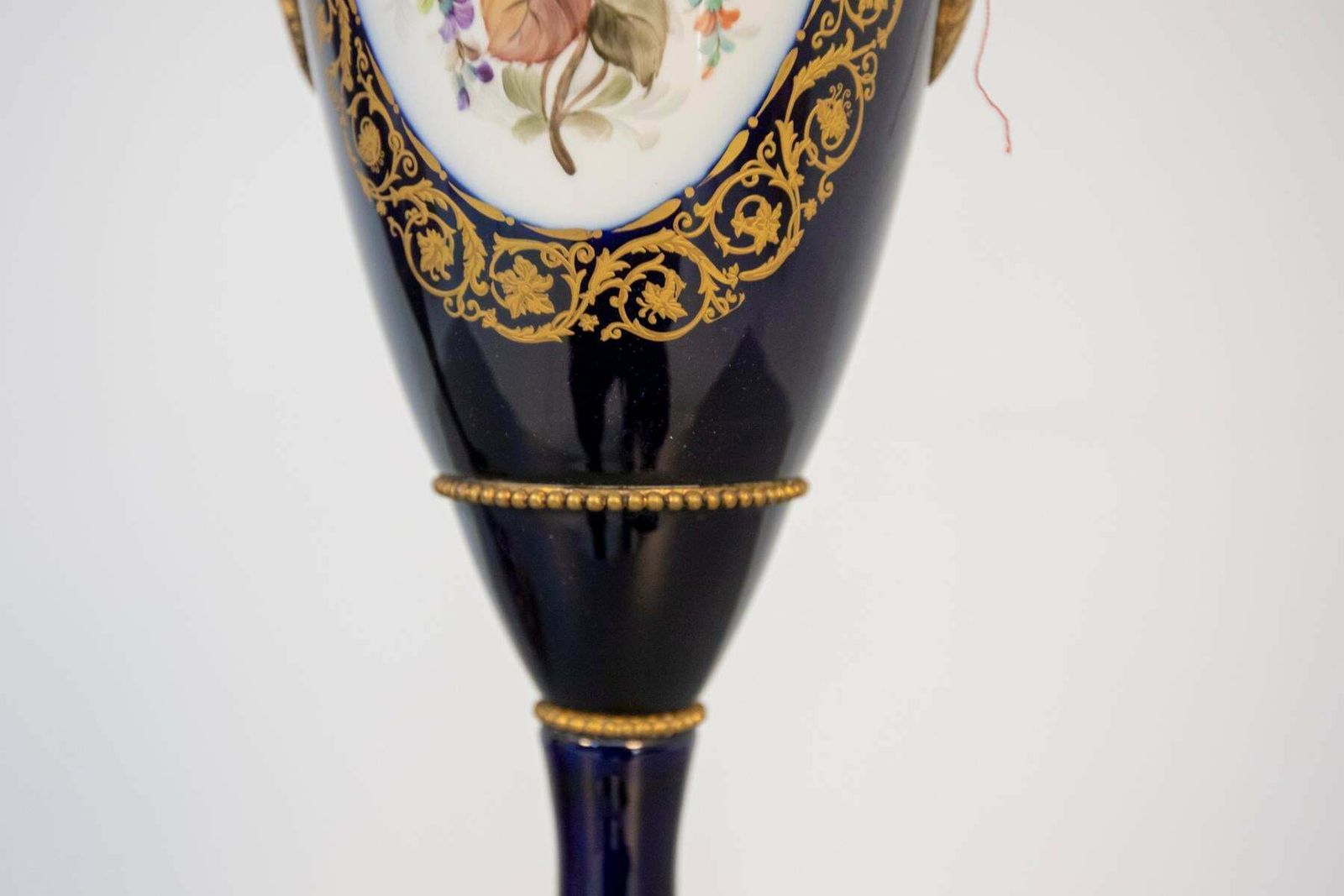 French Blue Ceramic Decorative Vases With Floral Motifs photo buy