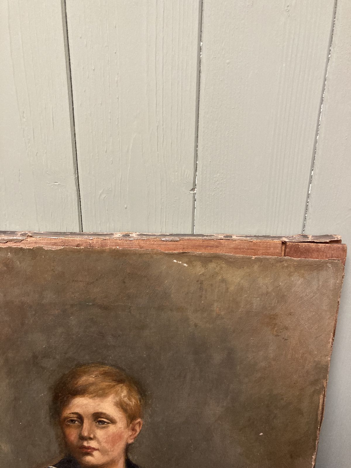 Antique Portrait In Oil Of A Young Boy Dressed In A Sailor’s Uniform photo Art