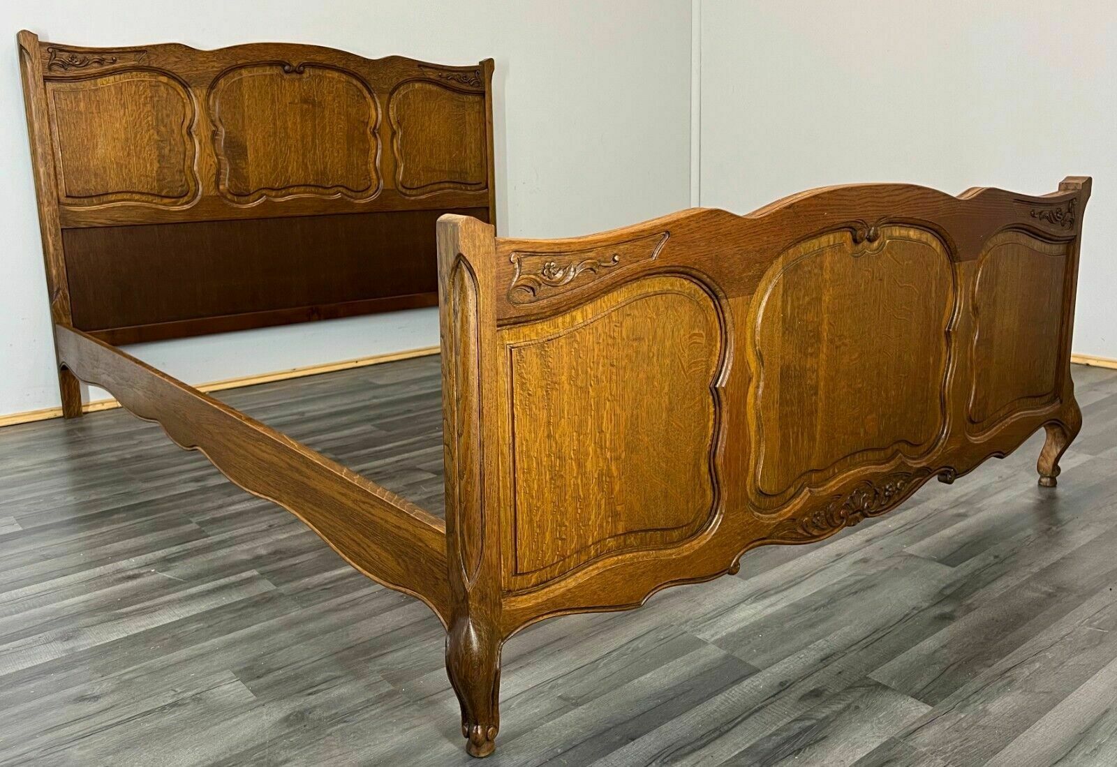 Louis XV Style Vintage French Oak Double Bed Lot 3263 photo vintage