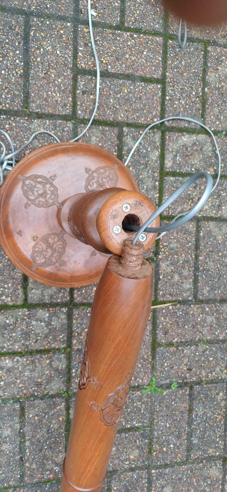 photo for sale Superb Vintage Mid 20th Century Carved Oriental Style Standard Lamp