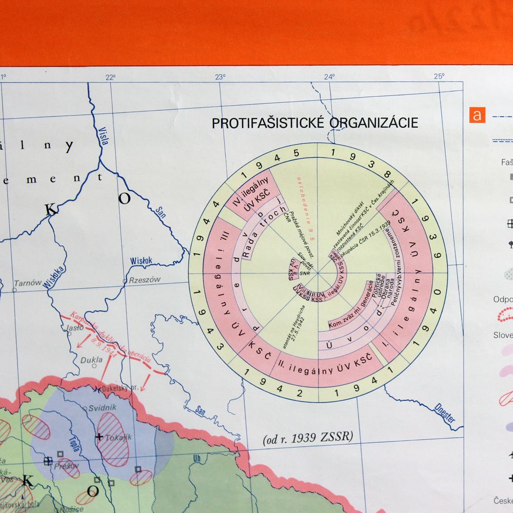 Vintage School Map Of Czechoslovakia, 1960s photo 180.0