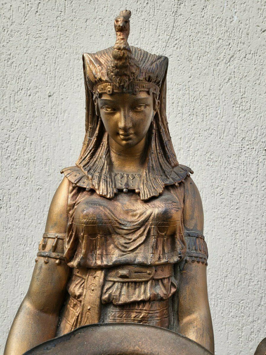 Egyptian Woman With Urn, Orientalist Spelter, Signed, Late 19th Century photo vintage