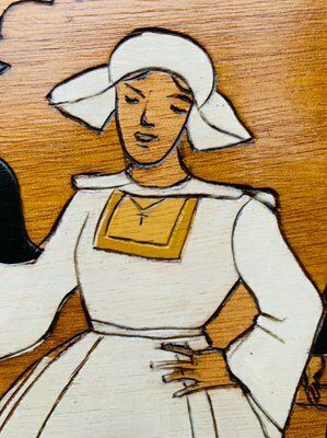 Wood Carved Folk Art Panels, 1940s, Set Of 2 photo buy