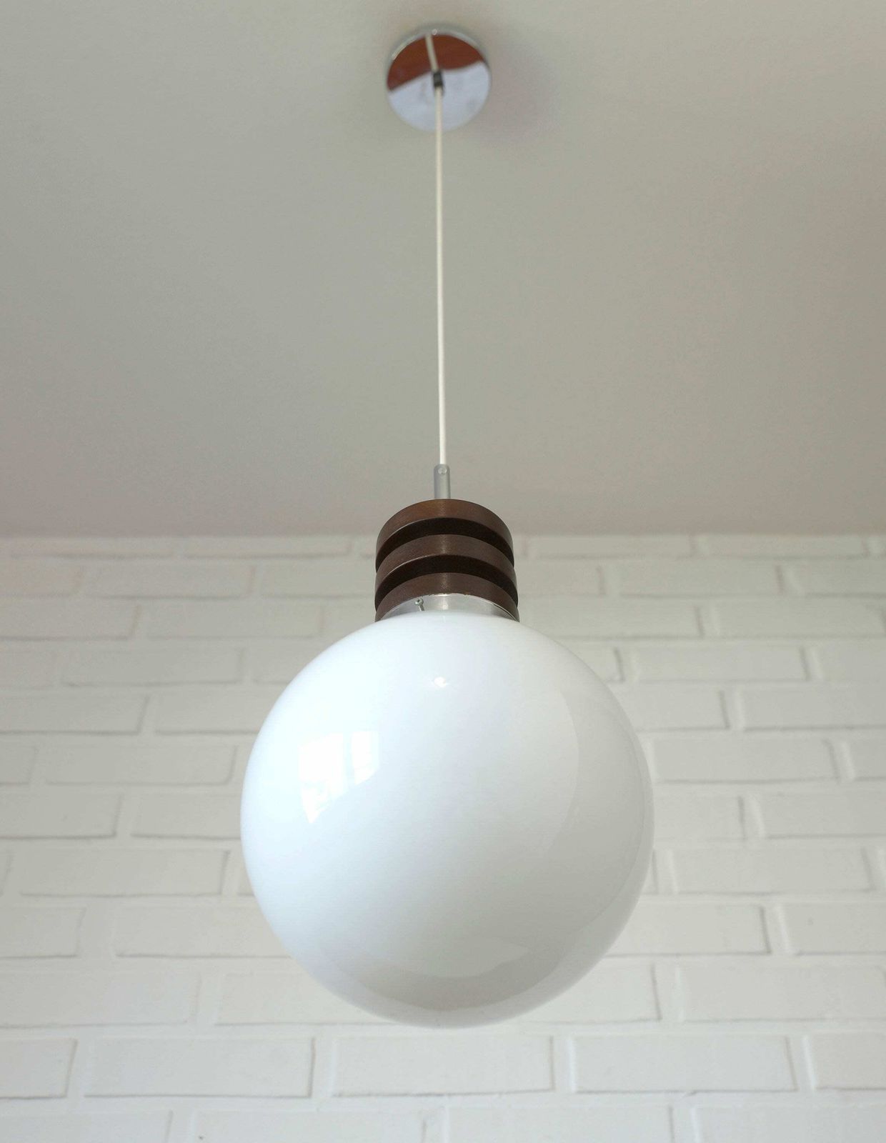 Vintage Pendant Light / Mid Century Modern / Space Age / Hanging Lamp / Glass Light Fixture / Yugoslavia 1970's / Retro Lamp / Chandelier photo vinterior