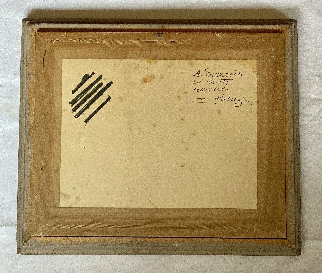 photo for sale Elegante Frans Olieverfschilderij Op Paneel Uit De Jaren 1940 – Vissers En Zeilboten Aan De Middellandse Zeekust, Zuid Frankrijk