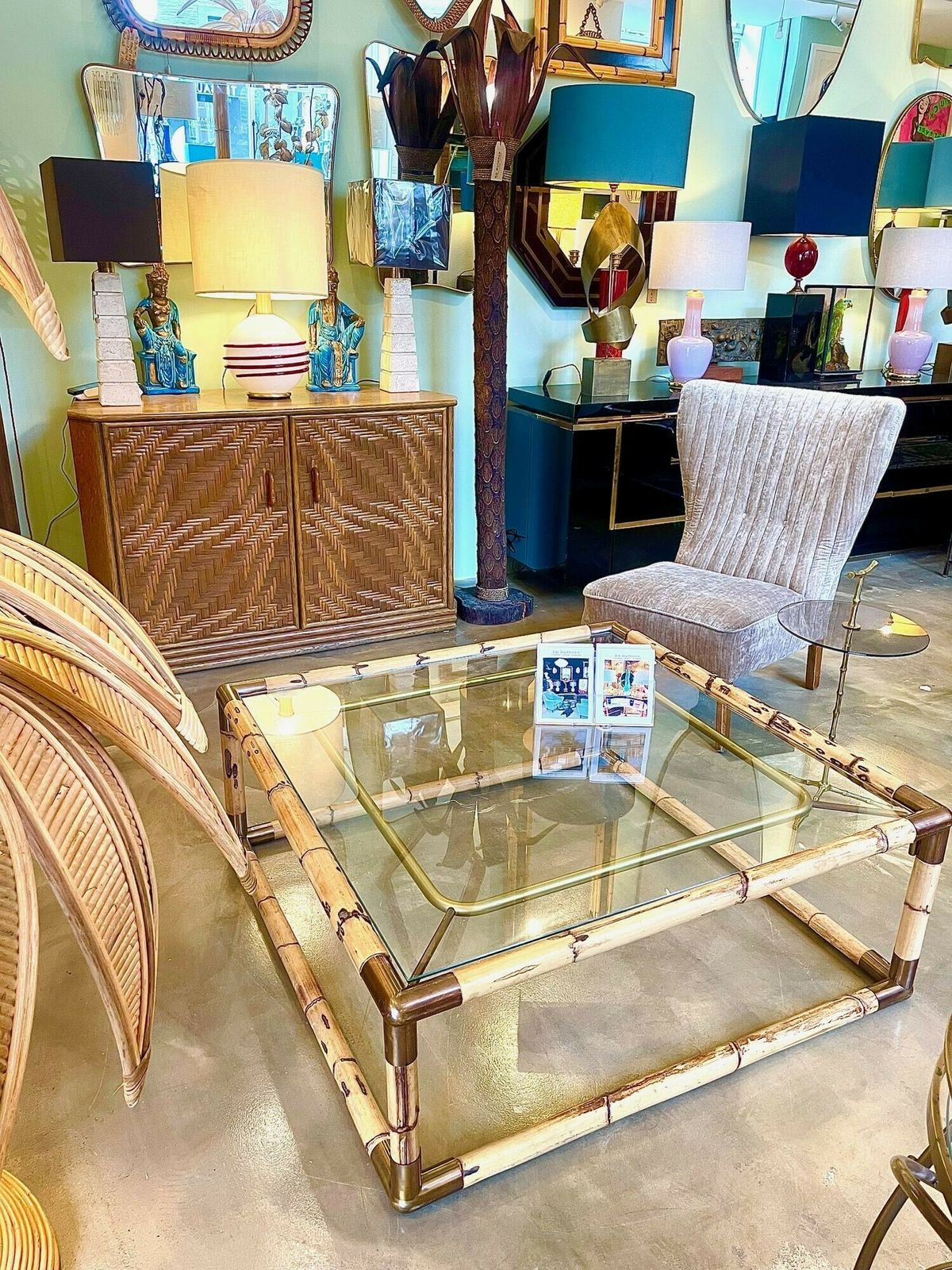 An Italian 1970s Bamboo And Brass Coffee By By Giovanni Banci For Banci Firenze, photo buy