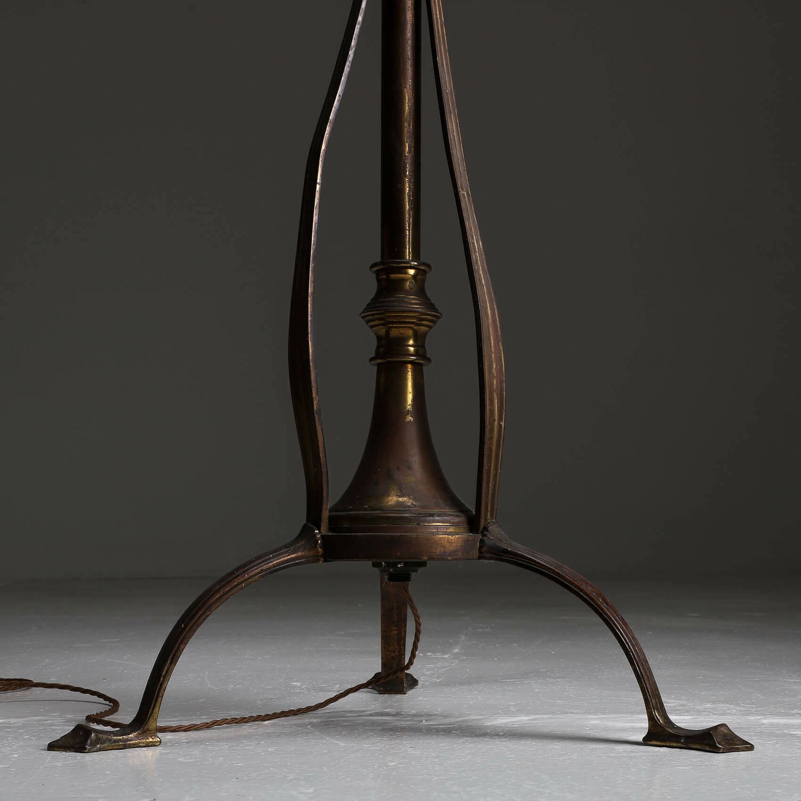 Aged Brass Art Nouveau Floor Lamp photo for sale