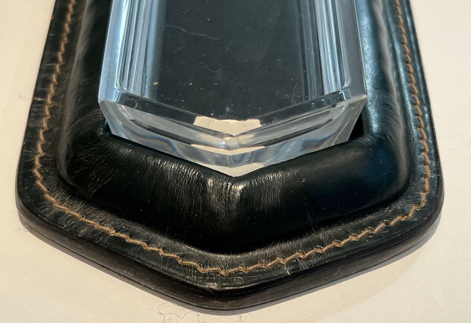 photo vinterior Cellier Stitched Dark Green Leather Pen Holder In The Style Of Jacques Adnet