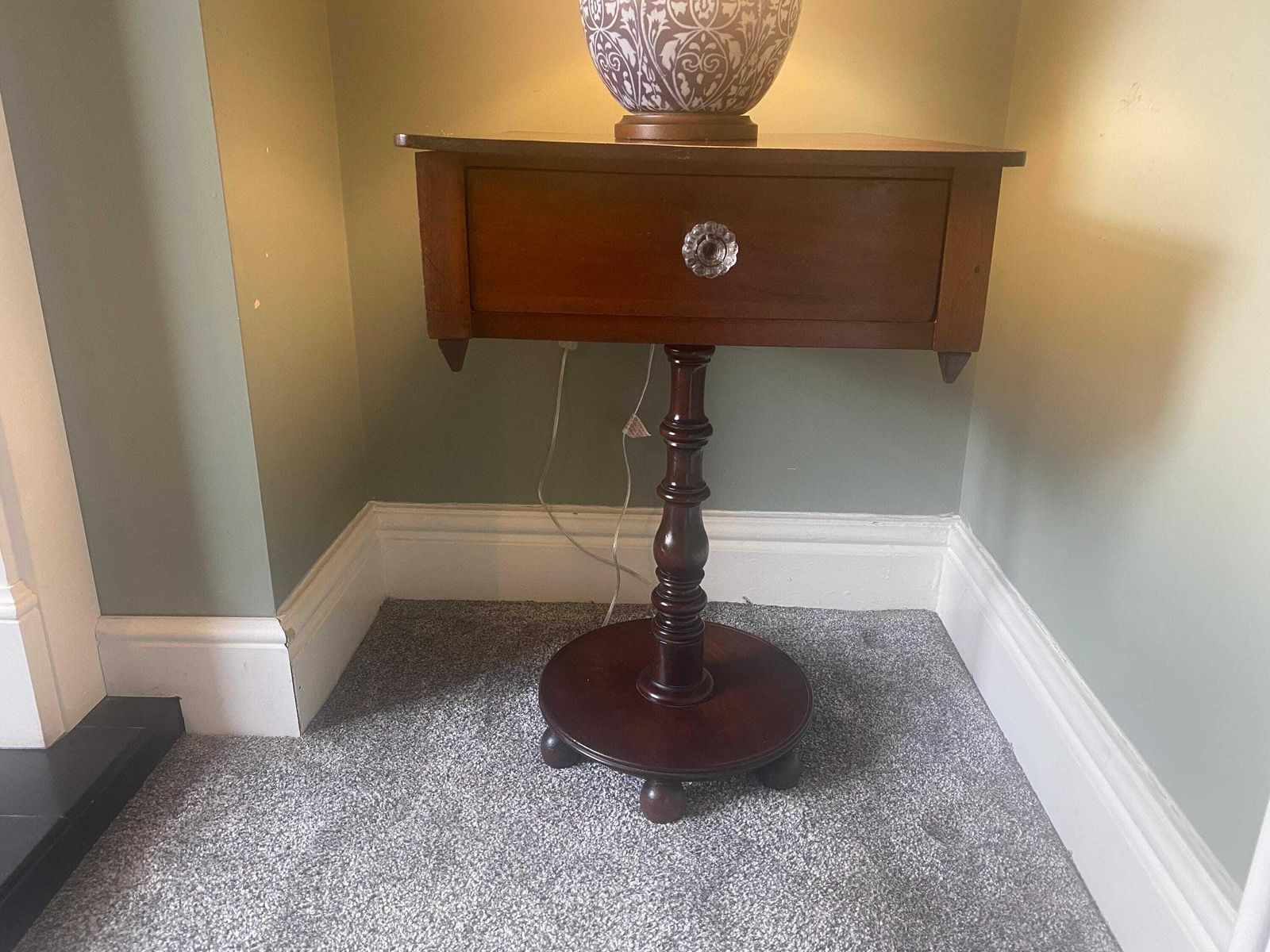 Antique Pedestal Table Occasional Table With Drawer Side Table photo furniture