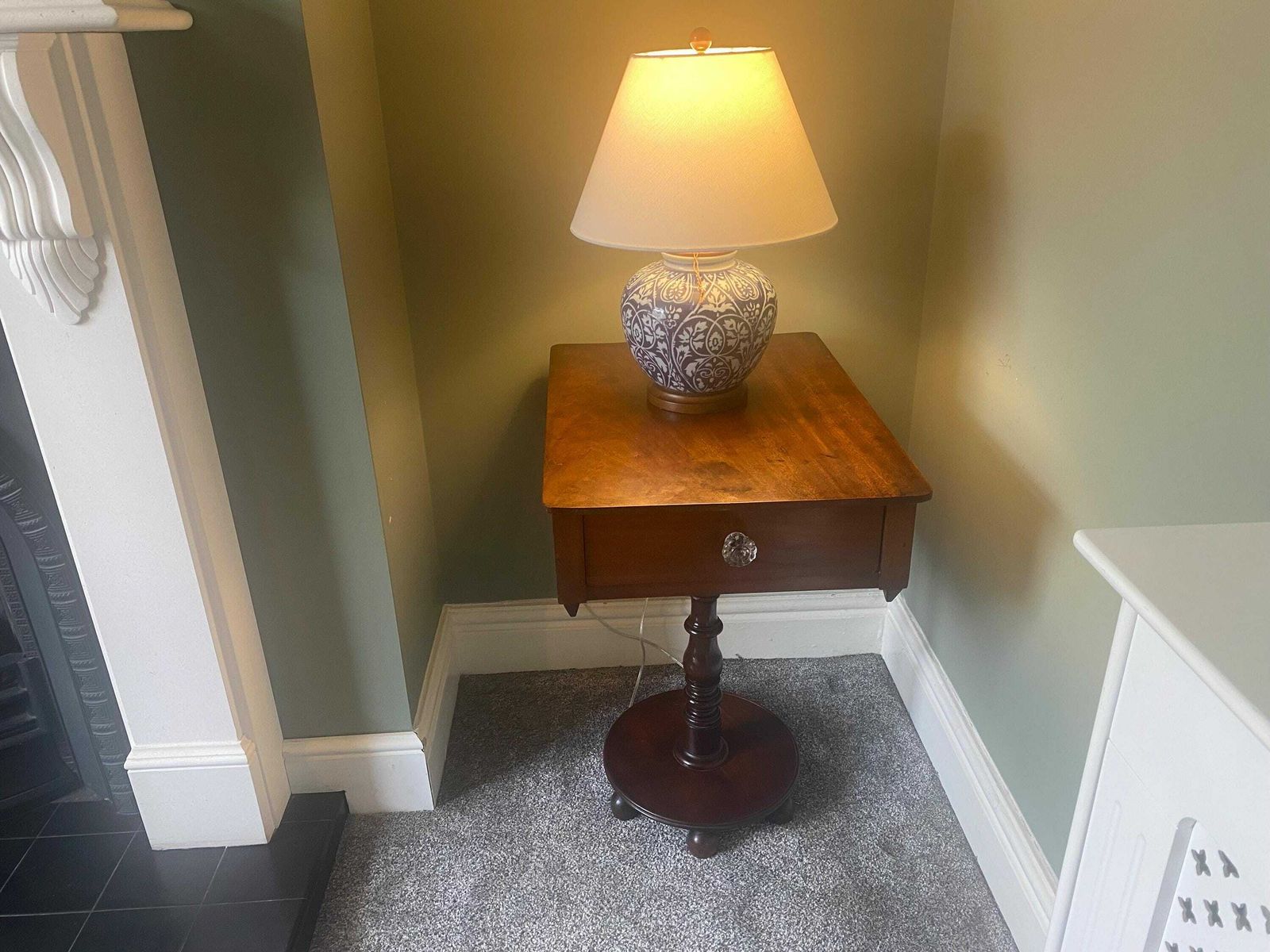 Antique Pedestal Table Occasional Table With Drawer Side Table photo for sale