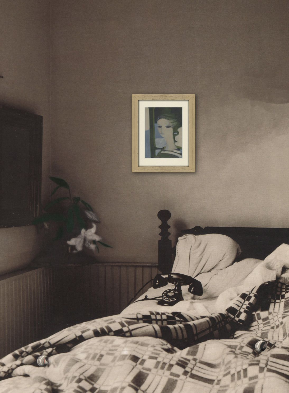 Beautiful Muted 1960s French Lithograph Portriat photo Art