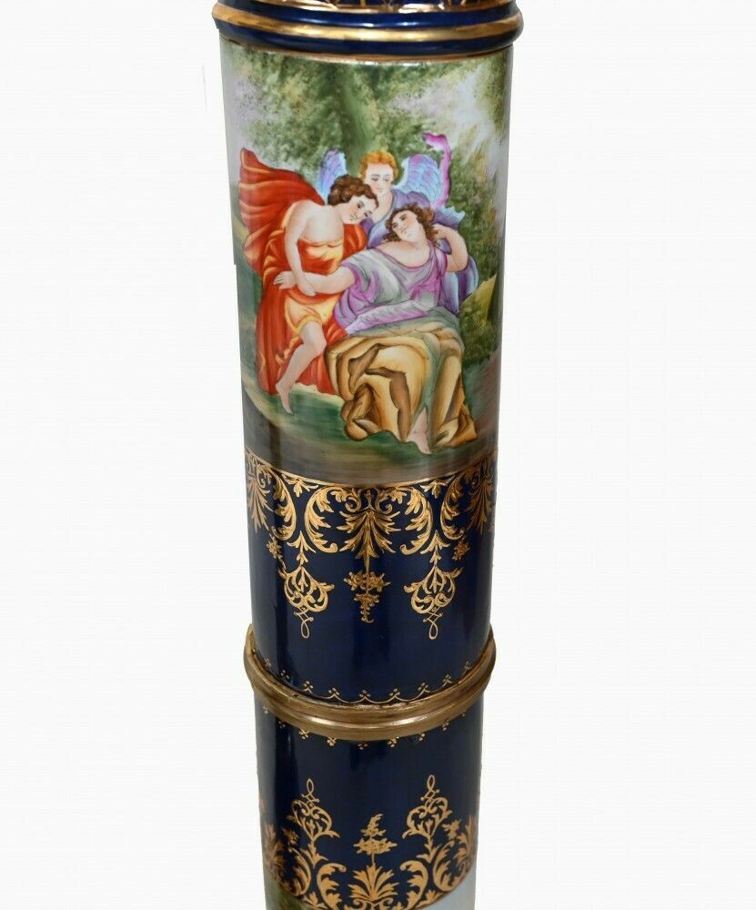Pair French Porcelain Pedestal Stands Paris Sevres Tables photo Home Decor