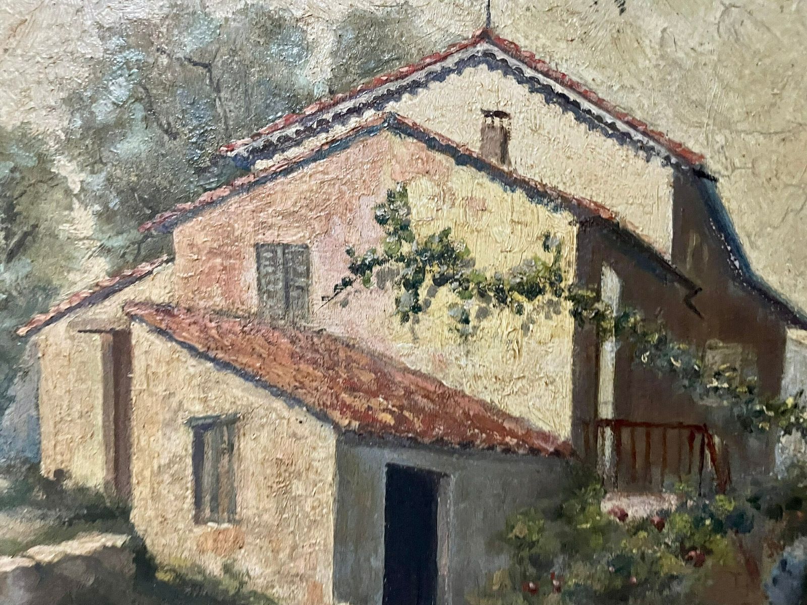 1890s French Oil On Wood — Farmhouse In Provence photo Art