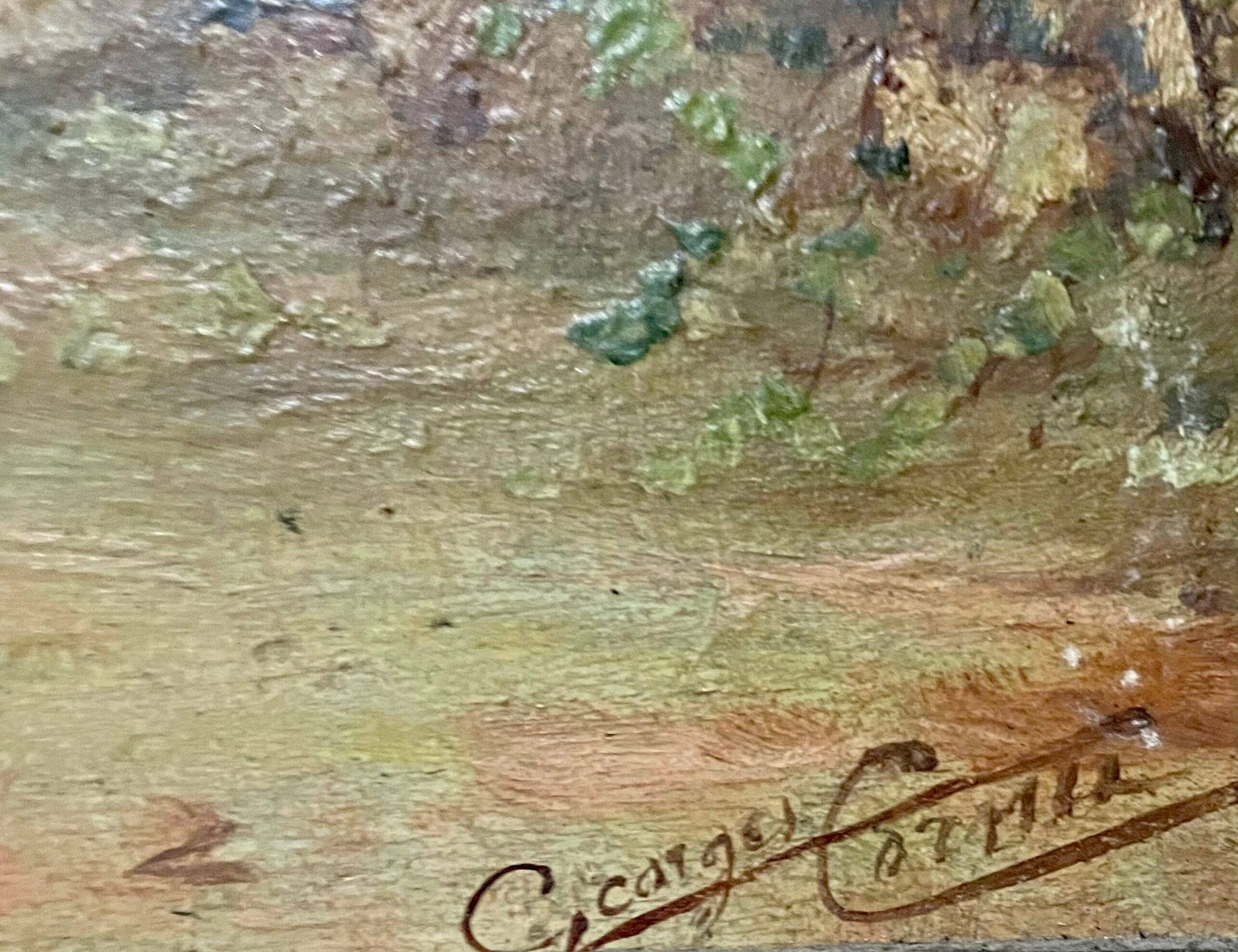 1890s French Oil On Wood — Farmhouse In Provence photo vintage