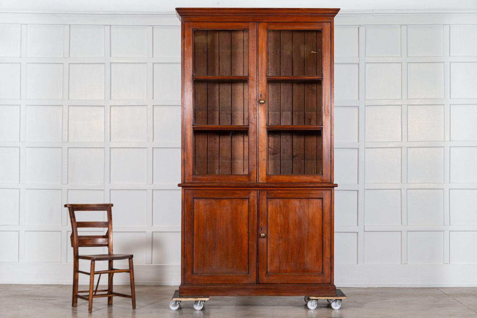 19thc English Glazed Pine Housekeepers Cupboard photo Furniture