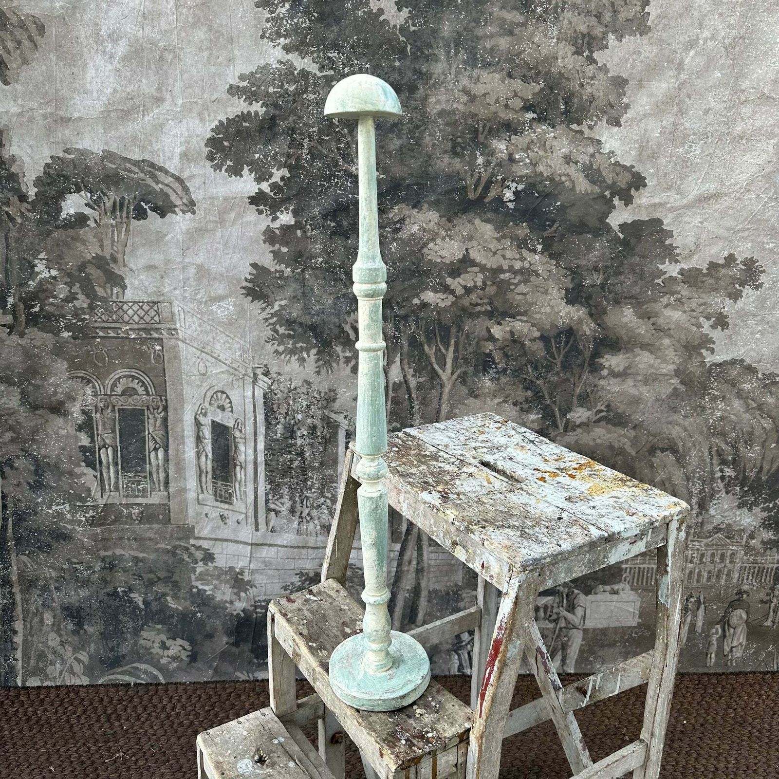 French Vintage Wooden Painted Wig/Hat Stand Collection Of 4 photo 395.0