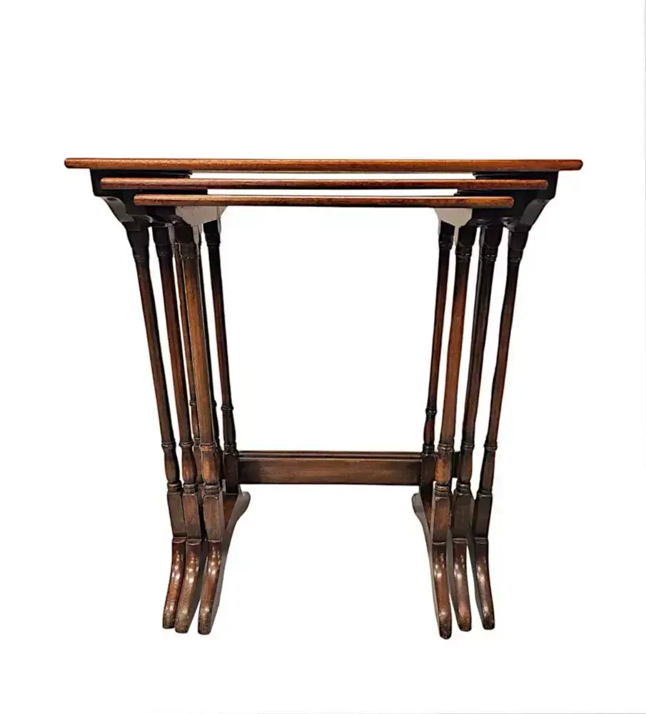 A Fabulous Early 20th Century Burr Elm Nest Of Three Tables photo vinterior