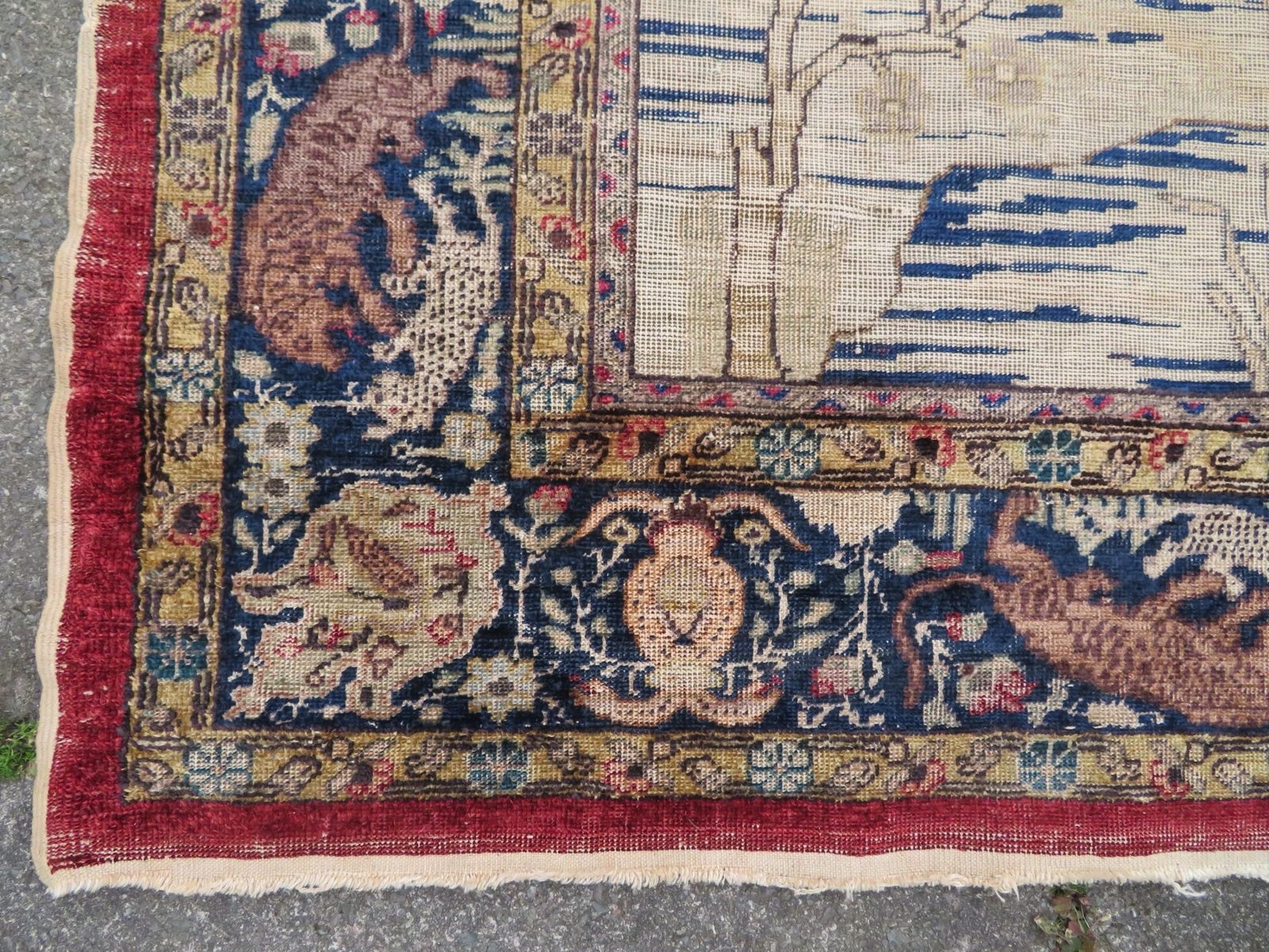 19th Century Turkish Pictorial (Hunting Scene) Silk Rug. West Anatolia. 171cm X 125cm. photo 1450.0
